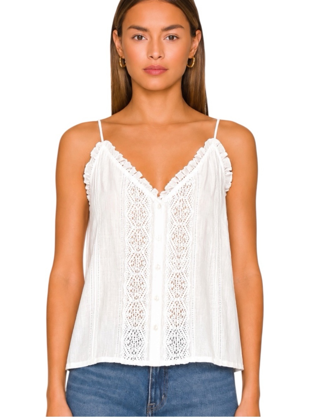 NWT Frame Lace Trim Camisole Top White Size XL